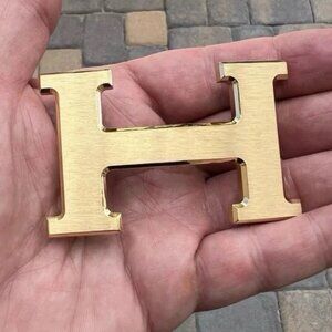 Authentic HERMES 38mm Gold Constance H Metal Belt Buckle Incl Dust Bag